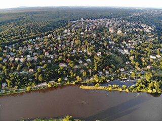 Aerial view of Loschwitz, Dresden with Elbe river