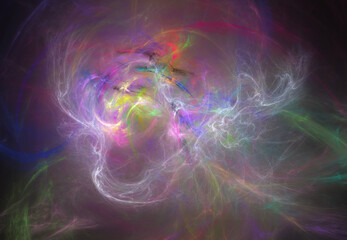 Fractals, a colorful nebula pierced by a lot of lightning