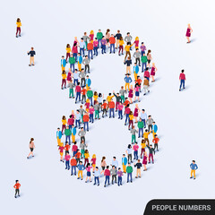 Large group of people in number 8 eight form