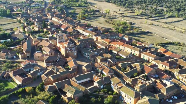 Castrillo de los Polvazares, beautiful village of Leon.Spain. Aerial Drone Footage