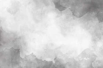 black and white watercolor background texture, abstract painted white clouds with dark gray border grunge