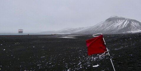Antarctica, deception island, cruise ship, volcanic crate, apocalyptic landscape