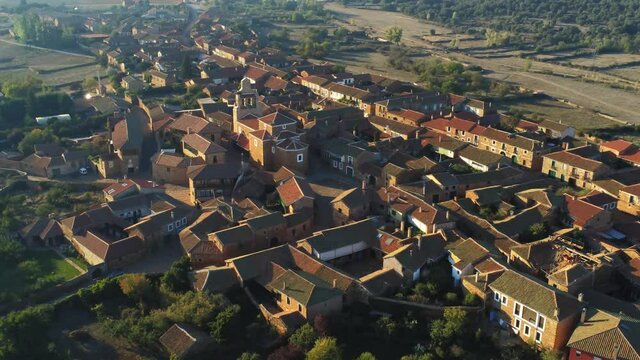 Castrillo de los Polvazares, beautiful village of Leon.Spain. Aerial Drone Footage