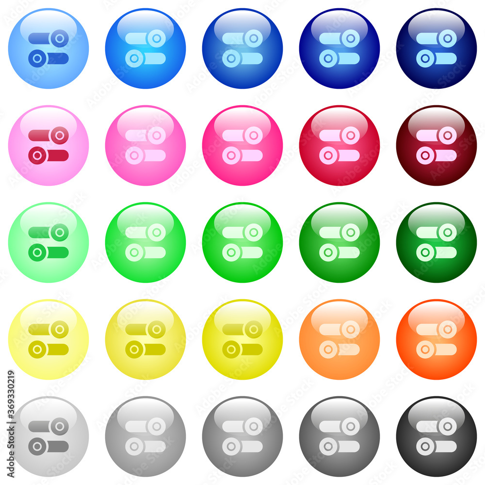 Poster toggle switches icons in color glossy buttons