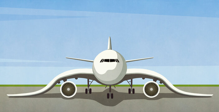 Airplane with drooping wings