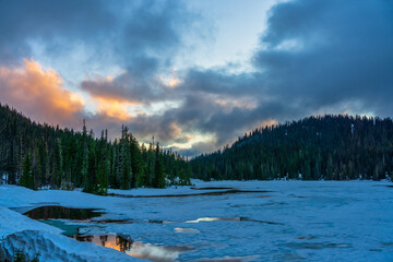 Sunset at Reflection Lake, Mount Rainier National Park