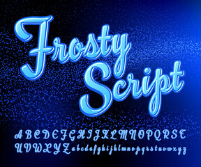 A Vintage Style Vector Script Alphabet with Layers, Highlights, and Dimensions. This Cursive Font has a Retro Appeal and Harks Back to the Script Styles Popular in 1950s and 1960s Advertising.