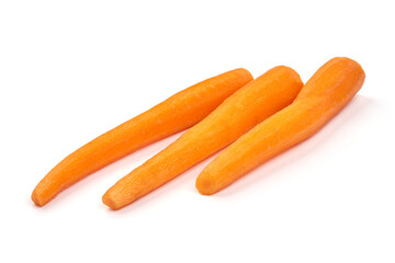 Peeled carrots, isolated on white background