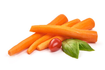 Peeled carrots, isolated on white background