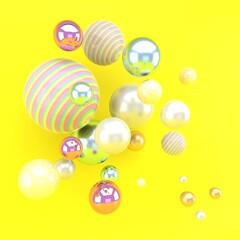 Multicolored decorative balls. Abstract 3d illustration.