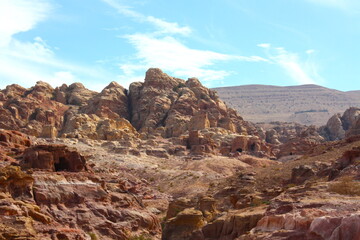 Ancient city of Petra in Jordan, troglodytes, caves