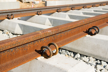 Torowisko. Budowa / remont torów kolejowych. Tramwaj - obrazy, fototapety, plakaty
