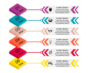 Business data visualization, infographics. Scheme of the process of elements using graphics, diagrams of six steps, numbers, options, parts. Business vector for presentation.