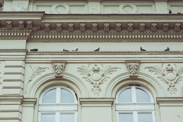 Obraz premium Old facades of houses in the historic center of the European city