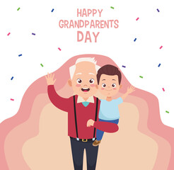 happy grandparents day card with grandfather and grandson
