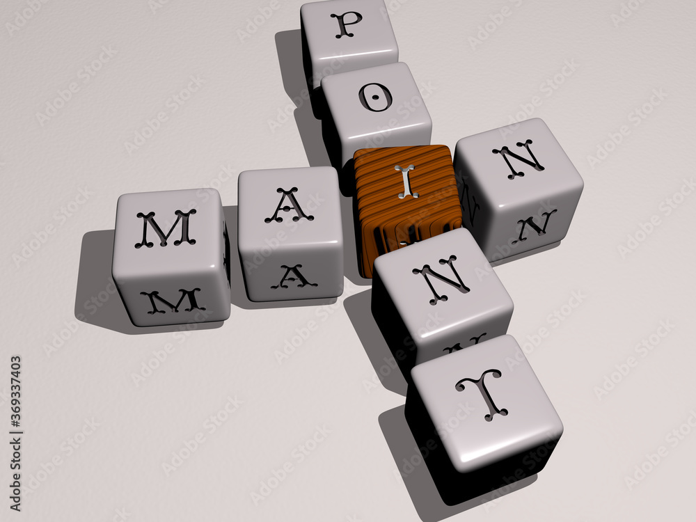 Poster main point combined by dice letters and color crossing for the related meanings of the concept. edit