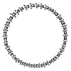 Hand drawn floral wreath. Round frame. Good for invitation, greeting cards, quotes, wedding design. Vector illustration isolated on white background.