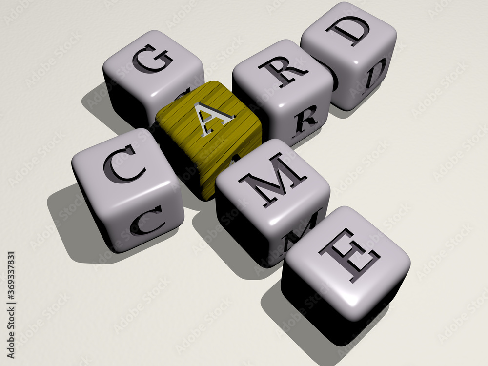 Poster combination of card game built by cubic letters from the top perspective, excellent for the concept 