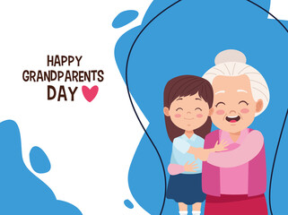 happy grandparents day card with grandmother and granddaughter