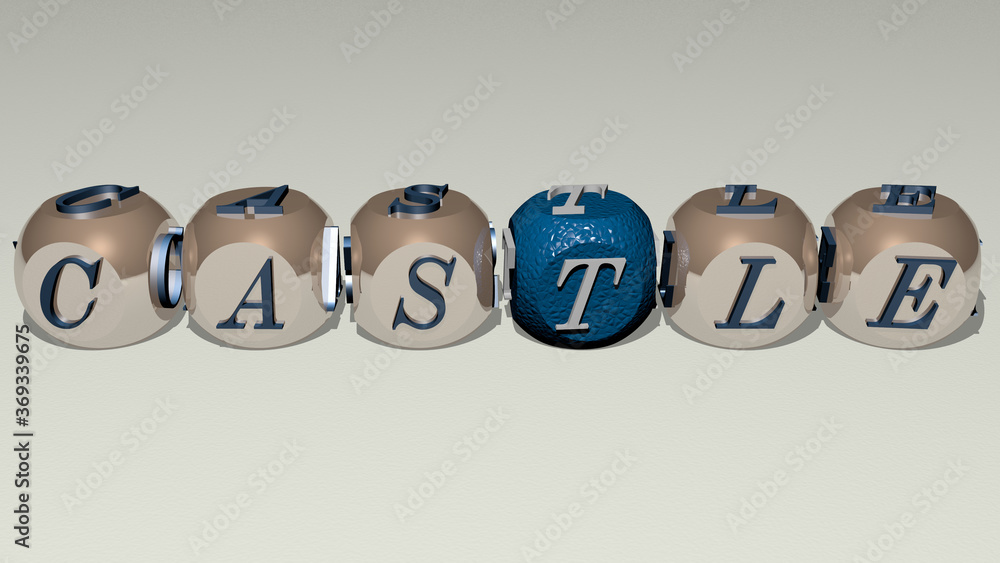 Poster combination of castle built by cubic letters from the top perspective, excellent for the concept pre