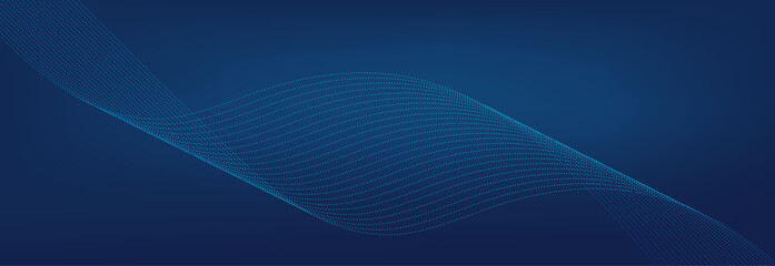 Blue wave background. Abstract curve line. Technology vector. Colorful shiny wave with lines pattern. Curved wavy line, abstract stripes. Dynamic blue background. Banner with motion effect.