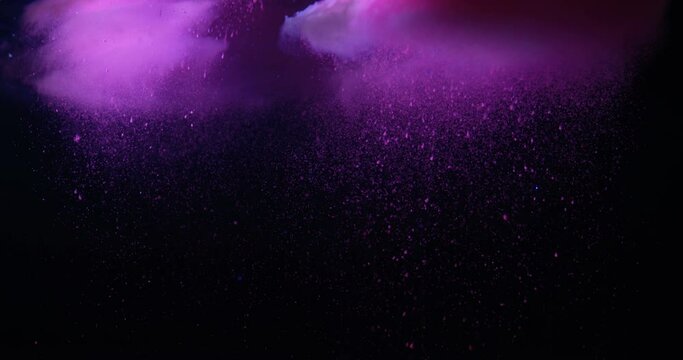 Red / Purple ink / paint shooting in water cloud tank with high speed camera