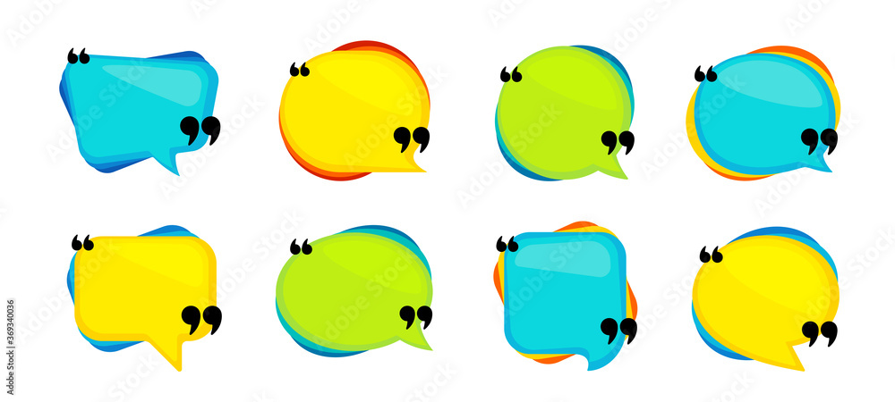 Poster quotes dialog frames. quote box, quotation speech bubble. talk comment, memo bubble, textbox dialog.