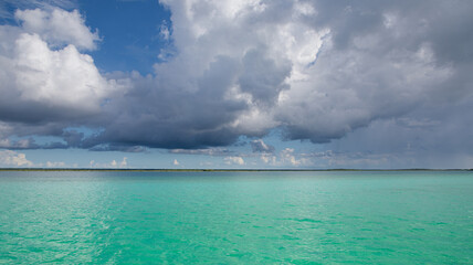 View of the Bacalar lagoon in Mexico