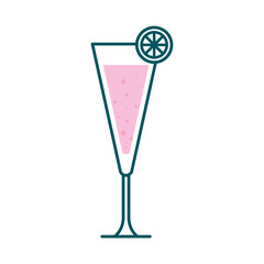 tropical cocktail glass cup with lemon line and fill style icon design, Alcohol drink bar and beverage theme Vector illustration