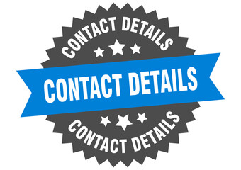 contact details round isolated ribbon label. contact details sign