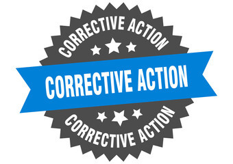 corrective action round isolated ribbon label. corrective action sign
