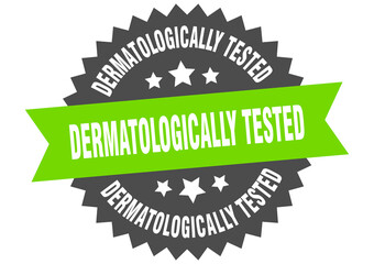 dermatologically tested round isolated ribbon label. dermatologically tested sign