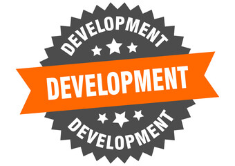 development round isolated ribbon label. development sign