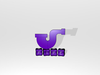 3D graphical image of PIPE vertically along with text built by metallic cubic letters from the top perspective, excellent for the concept presentation and slideshows. illustration and background