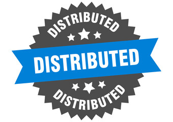 distributed round isolated ribbon label. distributed sign