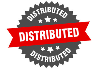 distributed round isolated ribbon label. distributed sign