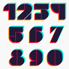 Numbers set with stereo effect.