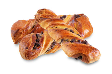 Chocolate cookie Twists on a white isolated background