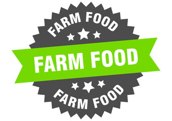 farm food round isolated ribbon label. farm food sign