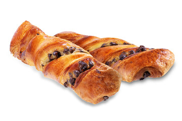 Chocolate cookie Twists on a white isolated background