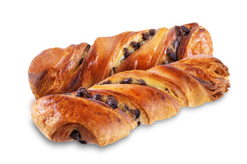 Chocolate cookie Twists on a white isolated background