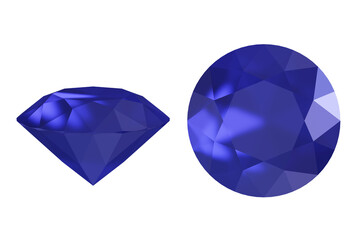Fototapeta na wymiar blue brilliant, precious diamond isolated on white, 3d illustration