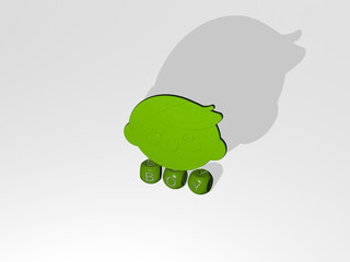3D illustration of boy graphics and text made by metallic dice letters for the related meanings of the concept and presentations. child and background