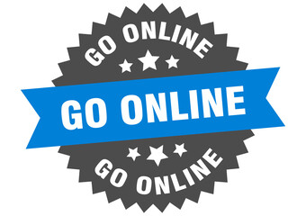 go online round isolated ribbon label. go online sign