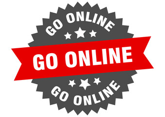 go online round isolated ribbon label. go online sign