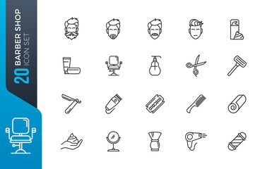 barber shop icon set