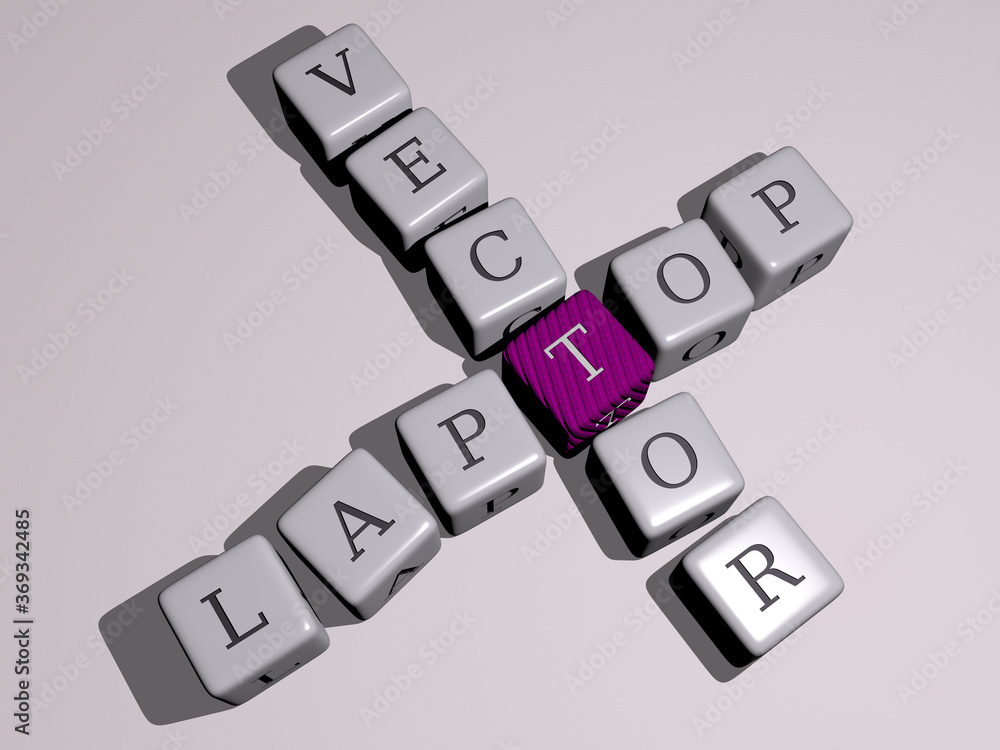 Poster combination of laptop vector built by cubic letters from the top perspective, excellent for the conc