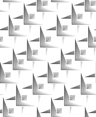 Seamless vector pattern of black lines in the form of corners. Simple abstract geometric texture on a white background