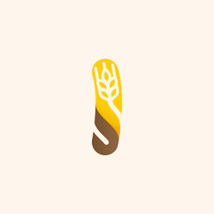 Letter I logo with negative space wheat.