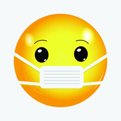 Cartoon Emoji With Mouth Mask Vector Design